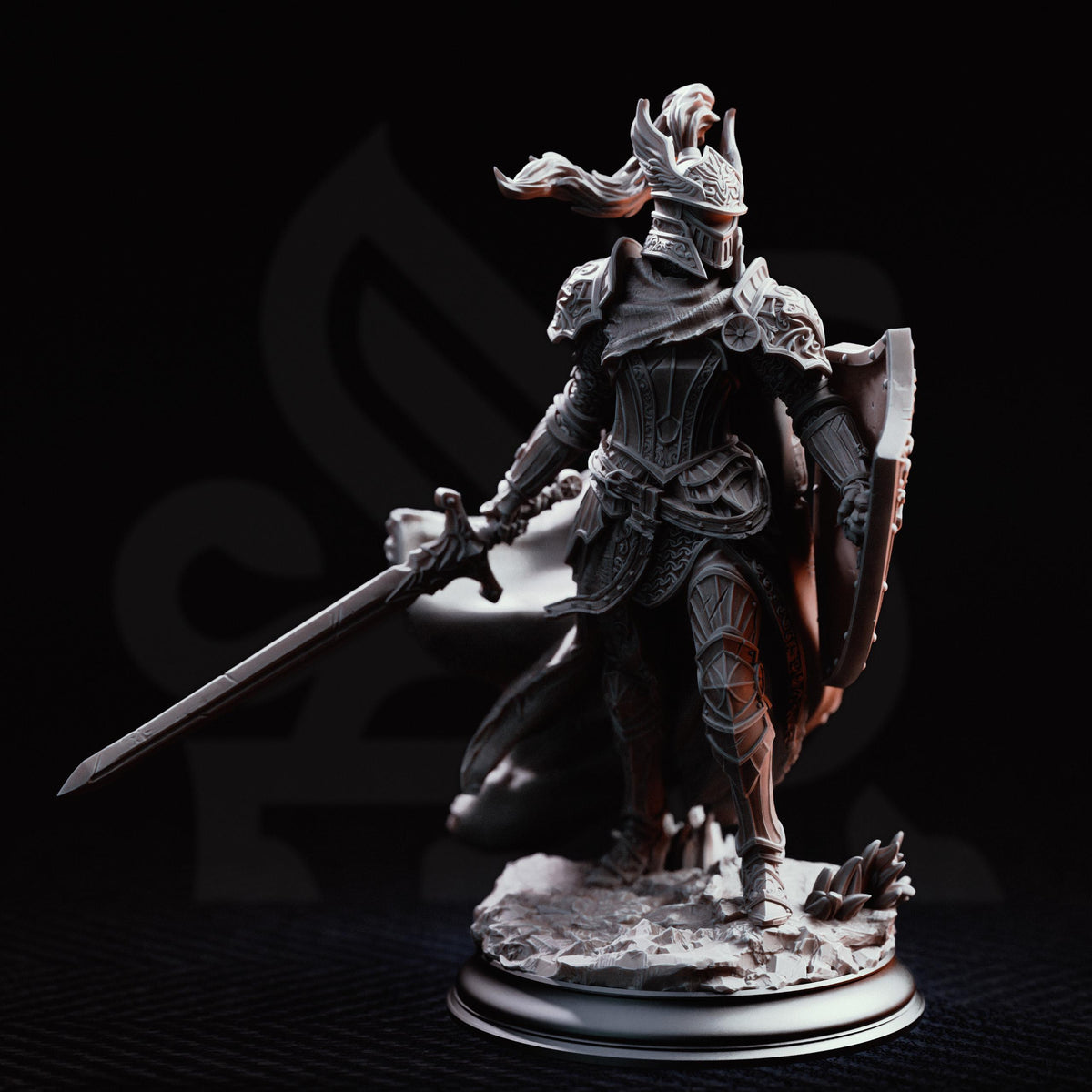 Alwine von Findros Miniature Elite Marine Knight Paladin Fighter D&D Figure, DM Stash 32mm 75mm Unpainted Resin Tabletop RPG Display Figure