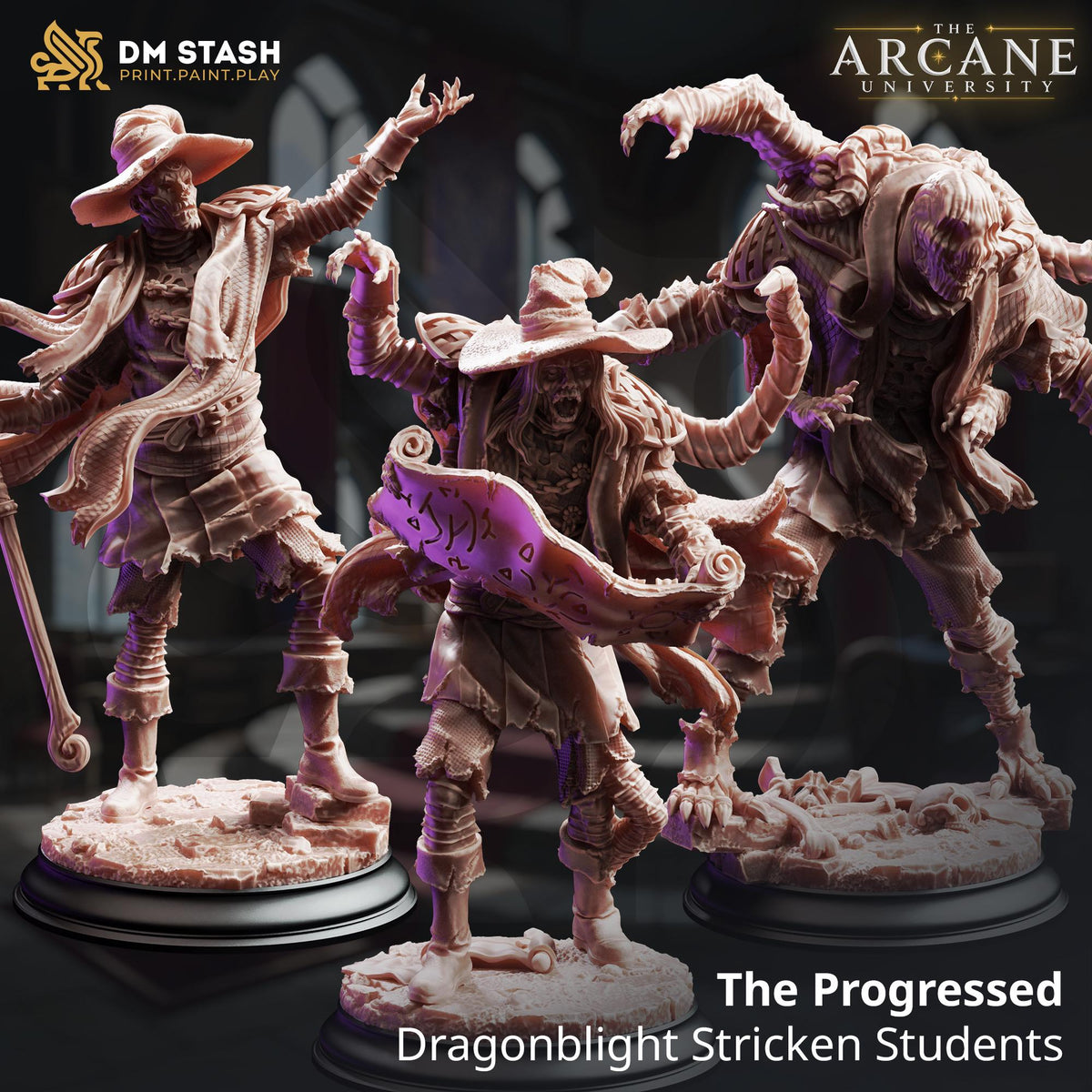 Dragonblight Cursed Wizard Mage Miniatures | Arcane University TTRPG D&D (32mm/75mm)