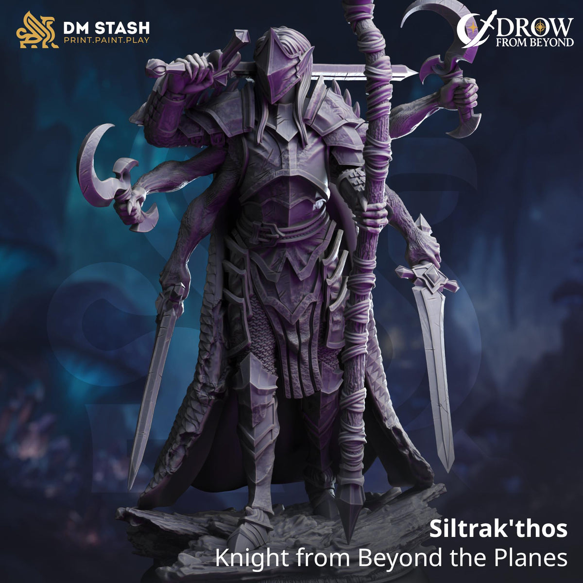 Siltrak'thos Knight from Beyond the Planes 16k Resin Drow Duelist DM Stash 32mm Scale