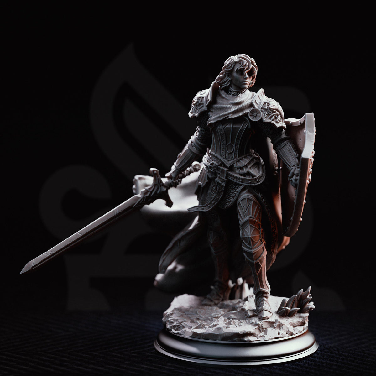 Alwine von Findros Miniature Elite Marine Knight Paladin Fighter D&D Figure, DM Stash 32mm 75mm Unpainted Resin Tabletop RPG Display Figure