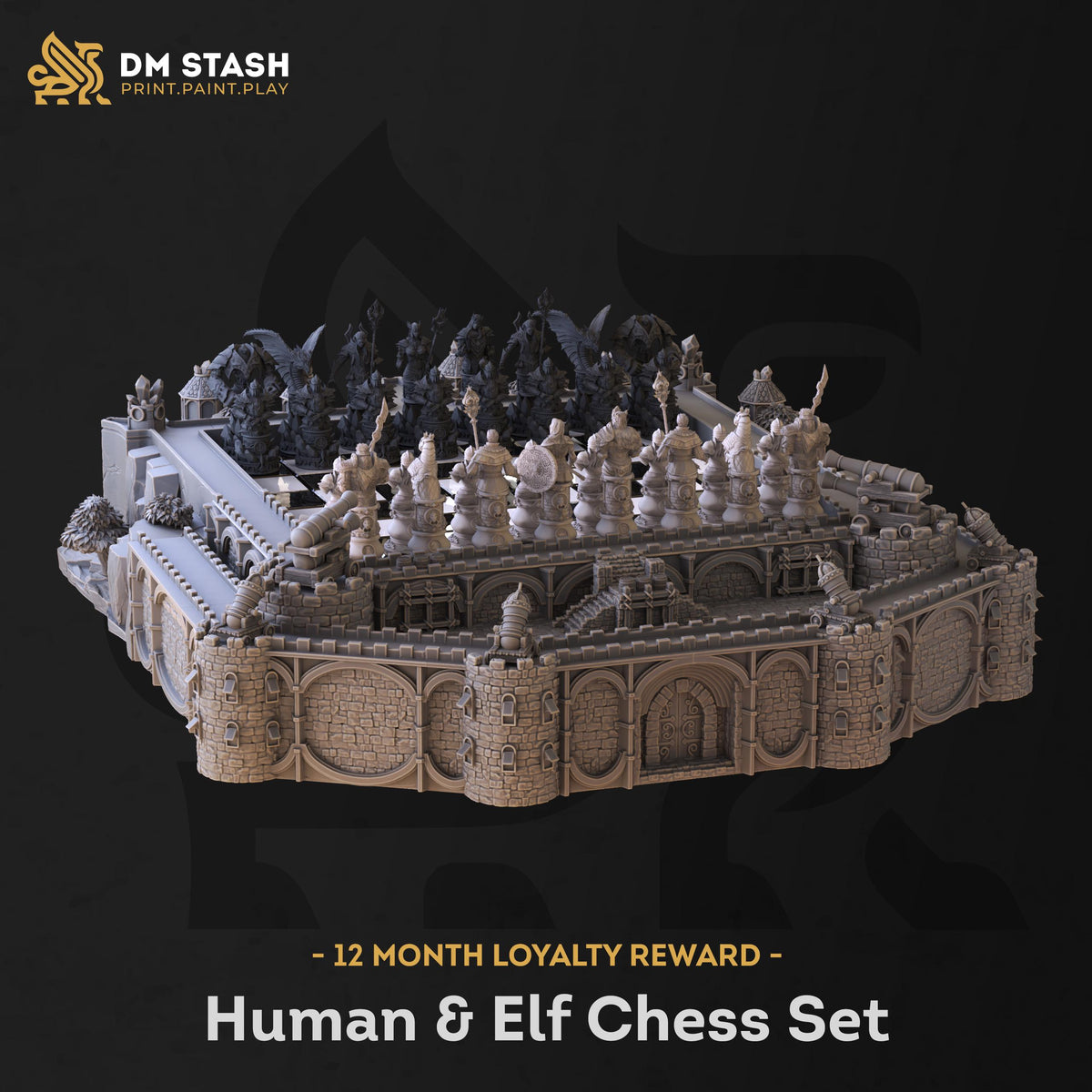DM Stash Liturium War Chess Set | Custom 3D Printed Resin Miniatures & Massive Board | Premium Tabletop Fantasy Chess Set