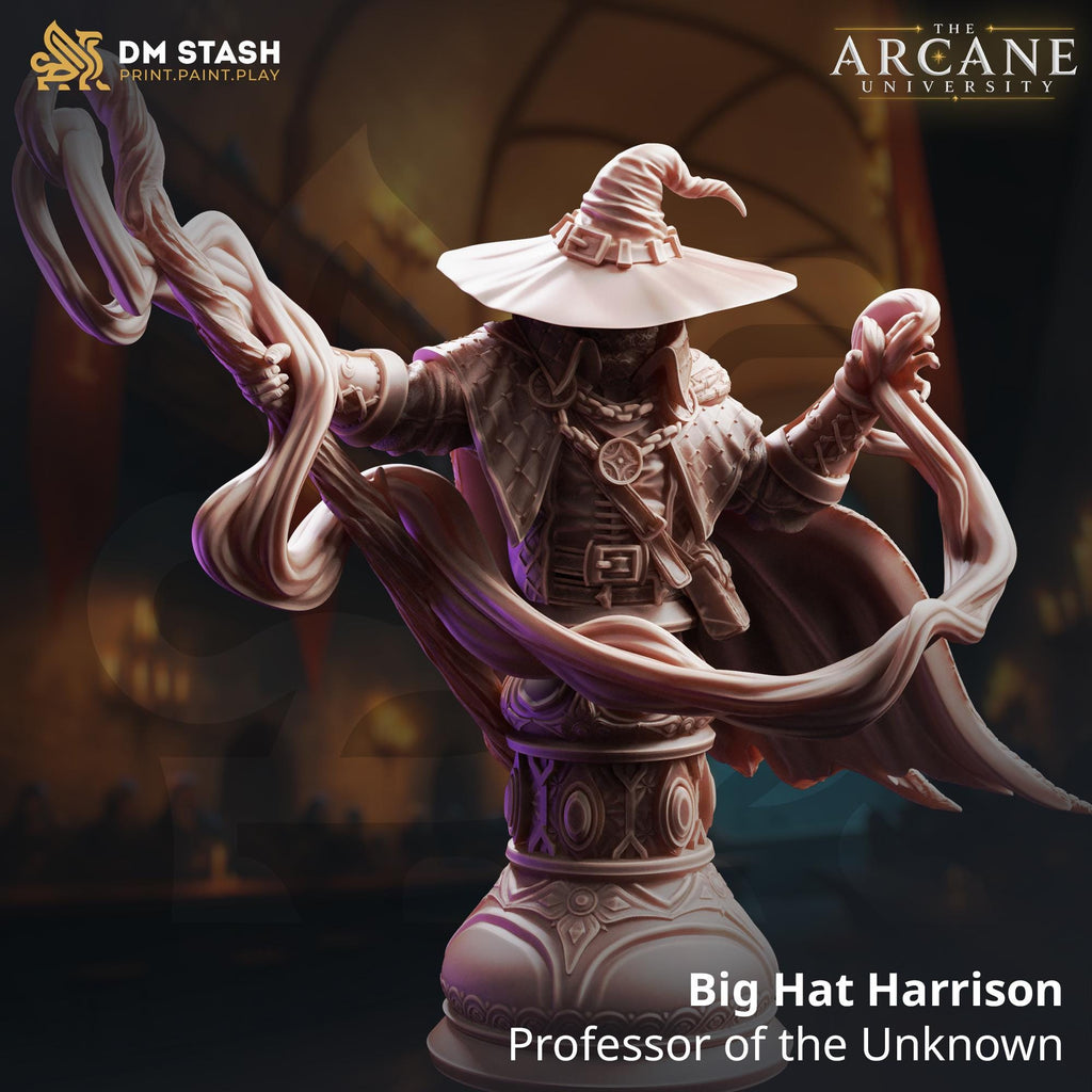 Big Hat Harrison Bust | Professor of the Unknown | DM Stash Arcane University Miniature