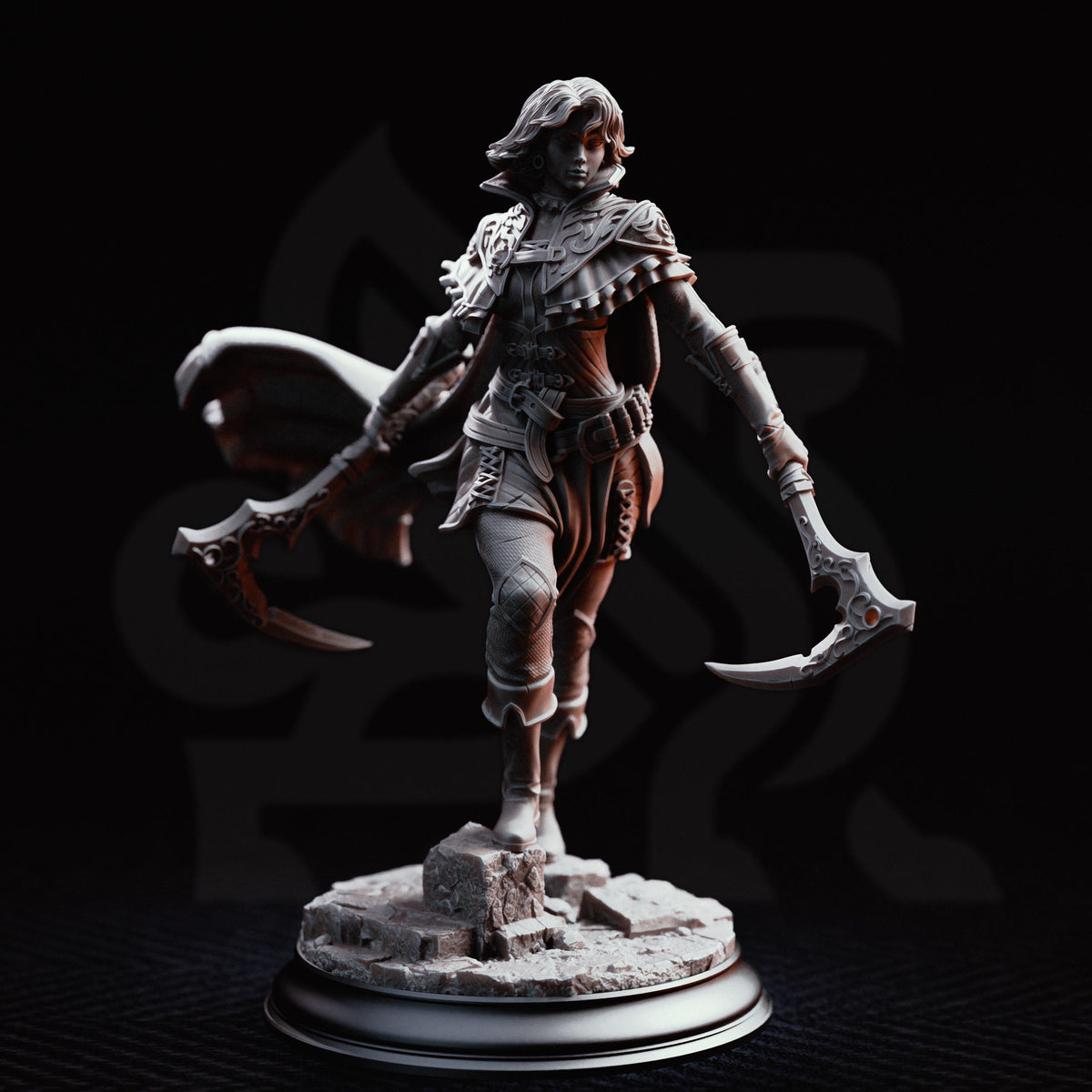 Hera Blood Rogue Miniature | D&D Rogue Assassin Hand Axe Fighter, DM Stash 32mm 75mm Unpainted Resin Tabletop RPG Display Figure