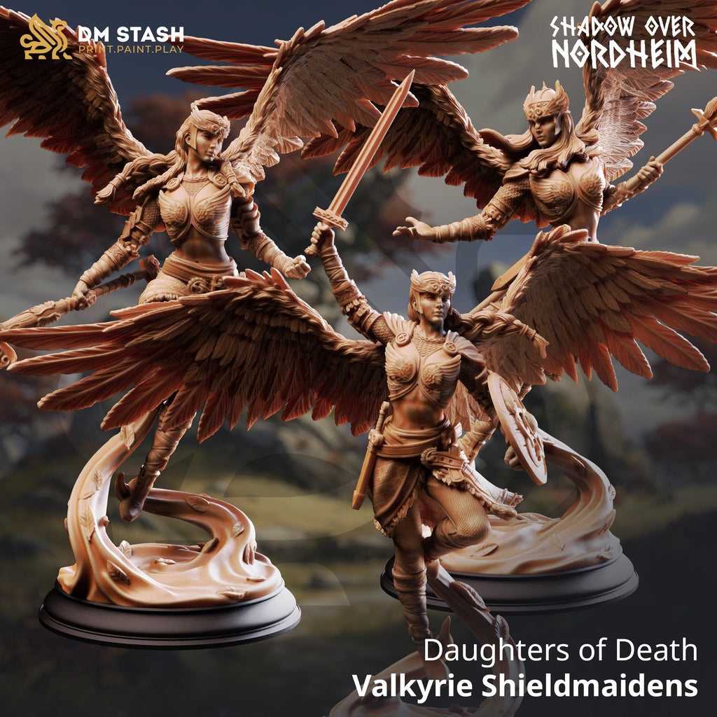 Daughters of Death Valkyrie Shieldmaidens 16k Resin Monster DM Stash Huge 32mm Scale Enemy