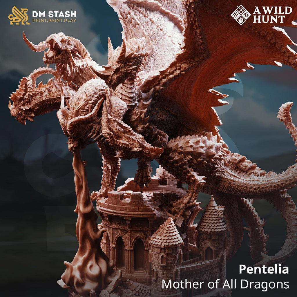 Pentelia, Mother of Dragons Miniature: 5-Headed Resin Boss, 32mm Scale