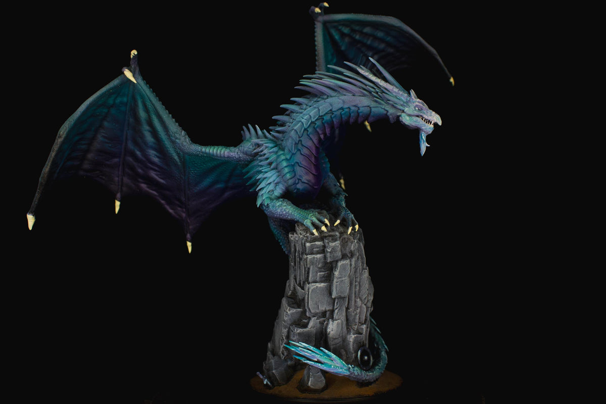 Pro Painted Silver Dragon Miniature - Gintharax | Hand Painted Adult Dragon, Custom D&D Monster, RPG Showcase Display Figure