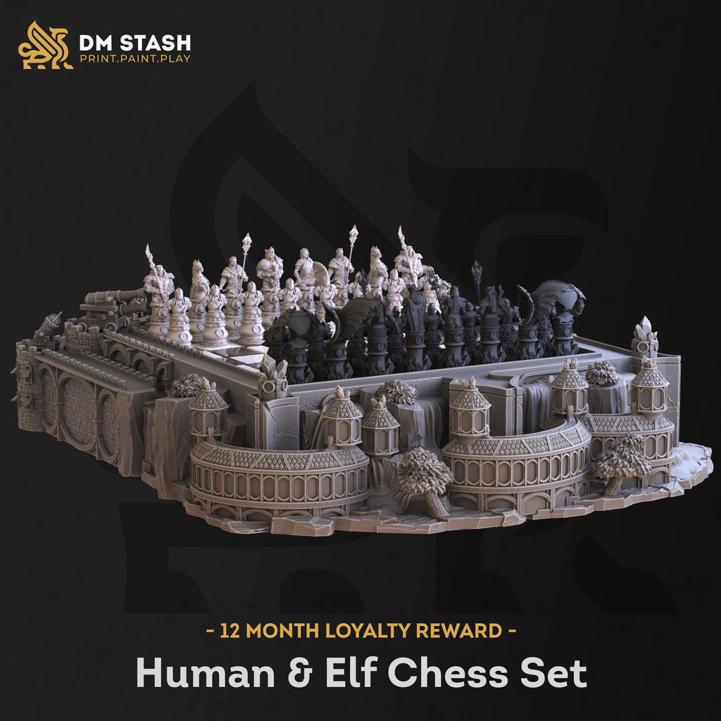 DM Stash Liturium War Chess Set | Custom 3D Printed Resin Miniatures & Massive Board | Premium Tabletop Fantasy Chess Set
