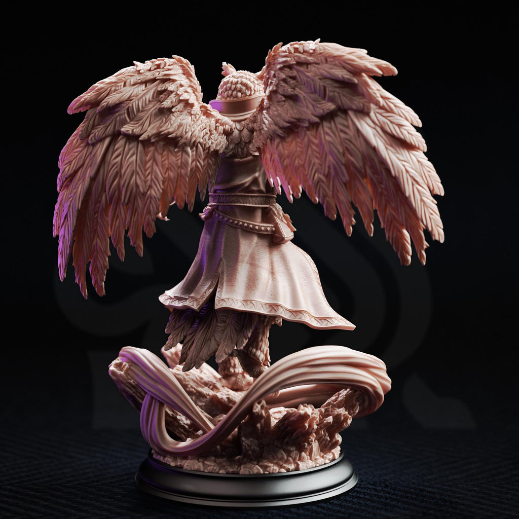 Hoover Brightfeather Evocation Mini | DM Stash Bird Mage Wizard | Aarakocra Owlin Sorcerer Miniature | 32mm Gaming 75mm Display Scale