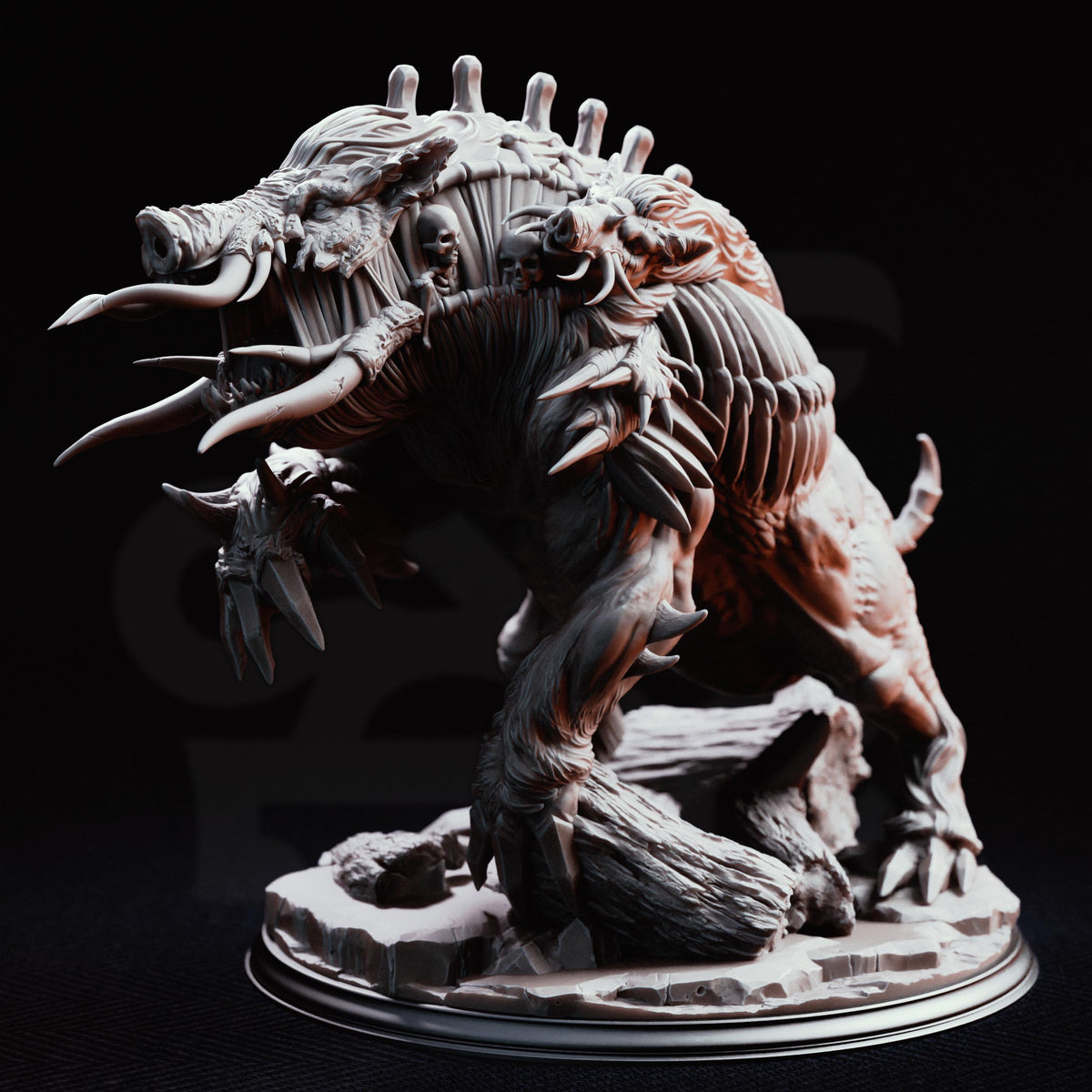 Nogoron Blighted Giant Boar Miniature | Dire Beast Monster D&D Encounter, DM Stash 32mm 75mm Unpainted Resin Tabletop RPG Display Figure