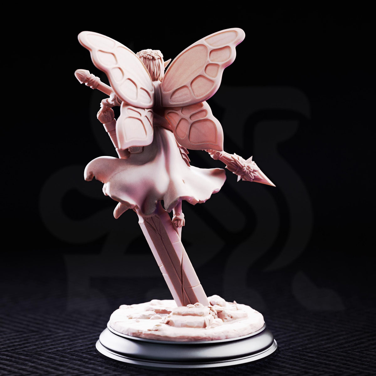Battle Bell Fairy Knight Miniature | Tales Grimm Fey Paladin Fighter D&D Figure, DM Stash 32mm 75mm Unpainted Resin RPG Model