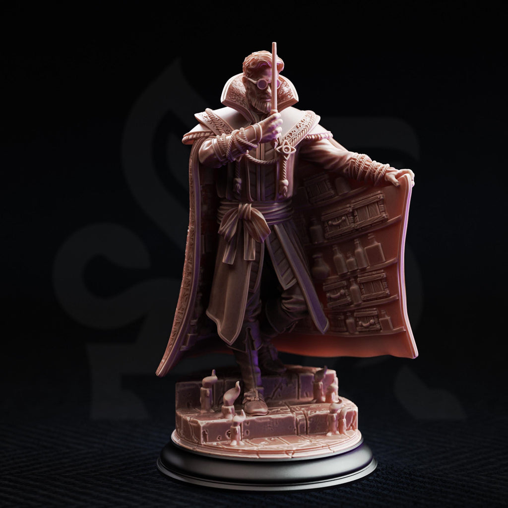 Luther Fleck Prof. Alchemy Mini | DM Stash Mage Wizard Artificer | TTRPG DND Pathfinder Alchemist Miniature | 32mm Gaming 75mm Display