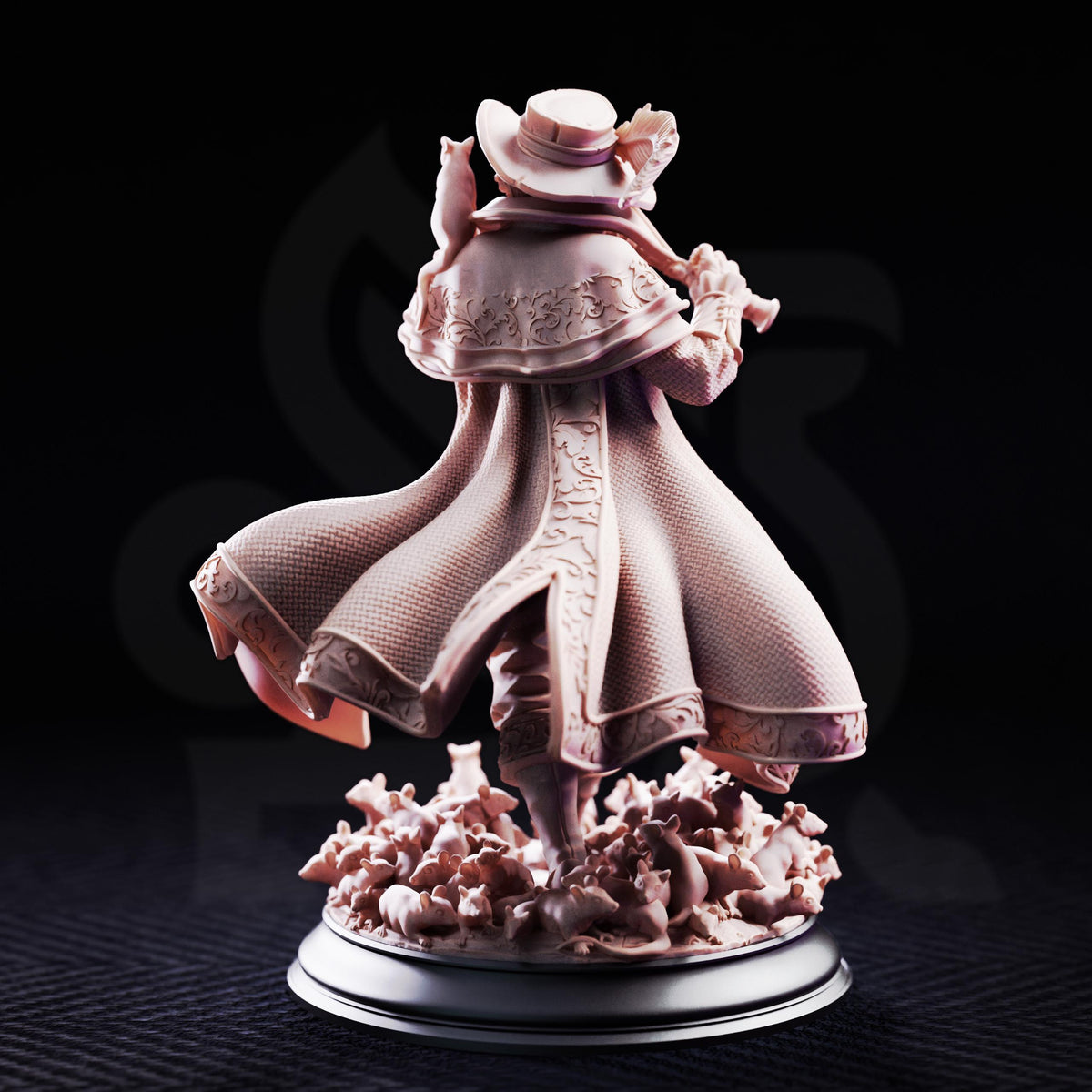 Hamelin Pansworth Pied Piper Miniature | Tales Grimm Bard Warlock Rat Swarm D&D Figure, DM Stash 32mm 75mm Unpainted Resin RPG Model
