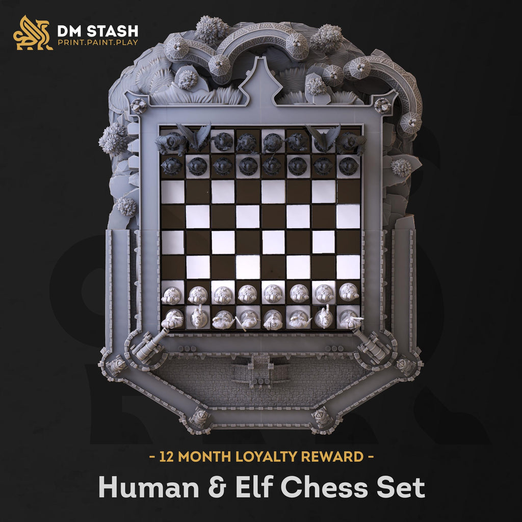 DM Stash Liturium War Chess Set | Custom 3D Printed Resin Miniatures & Massive Board | Premium Tabletop Fantasy Chess Set