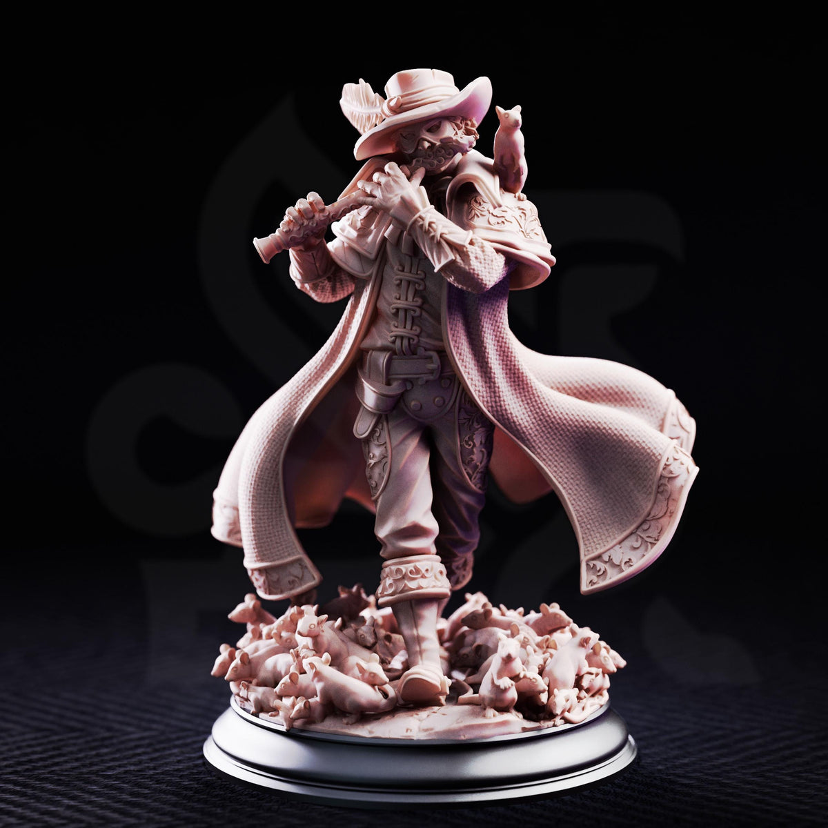 Hamelin Pansworth Pied Piper Miniature | Tales Grimm Bard Warlock Rat Swarm D&D Figure, DM Stash 32mm 75mm Unpainted Resin RPG Model