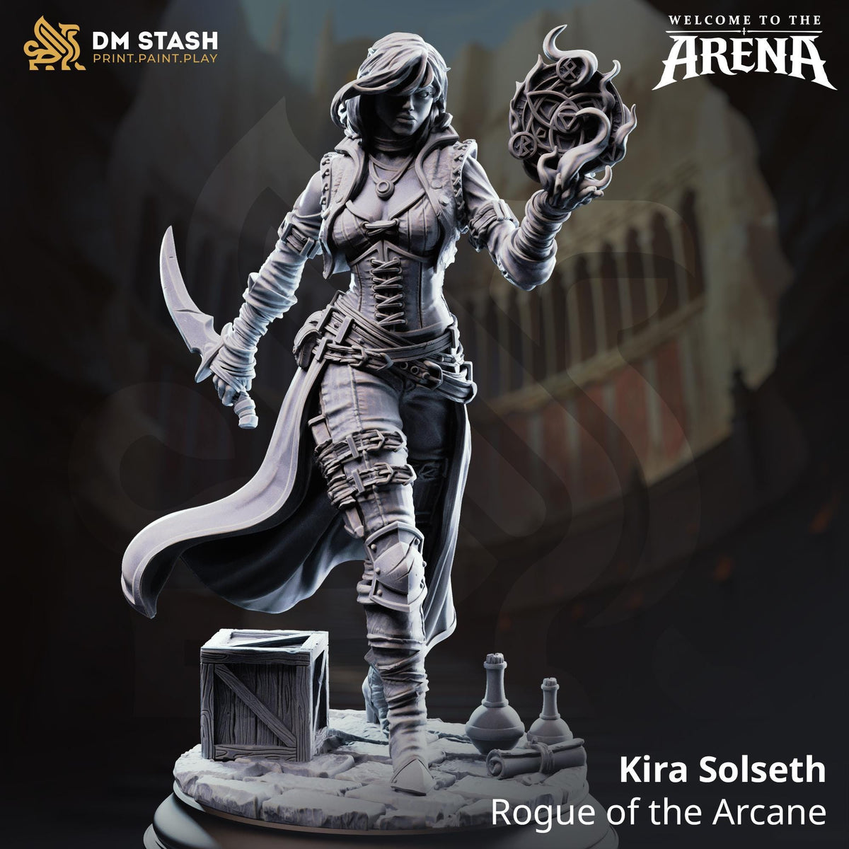 Kira Solseth Elf Rogue Miniature | D&D Arcane Trickster, 16K Resin (32mm Scale)