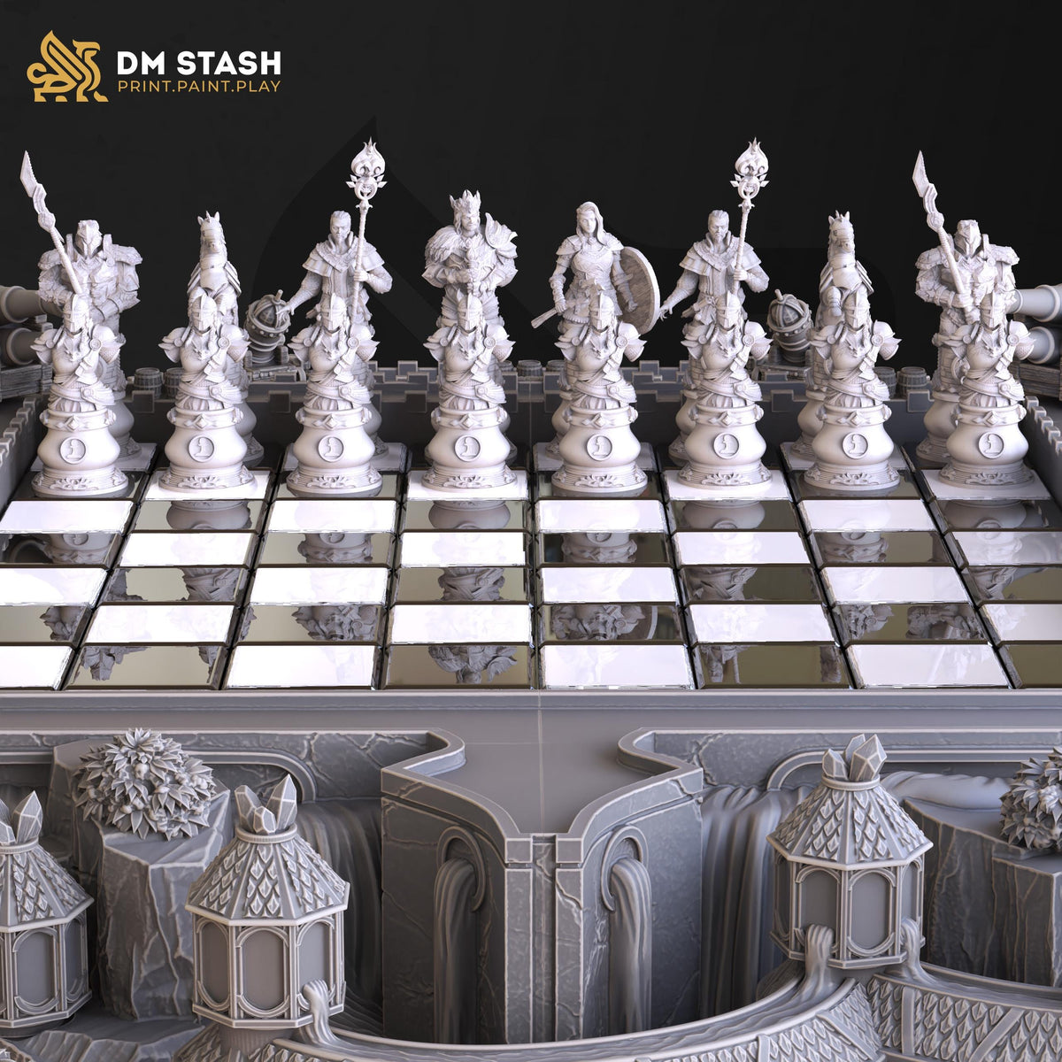 DM Stash Liturium War Chess Set | Custom 3D Printed Resin Miniatures & Massive Board | Premium Tabletop Fantasy Chess Set