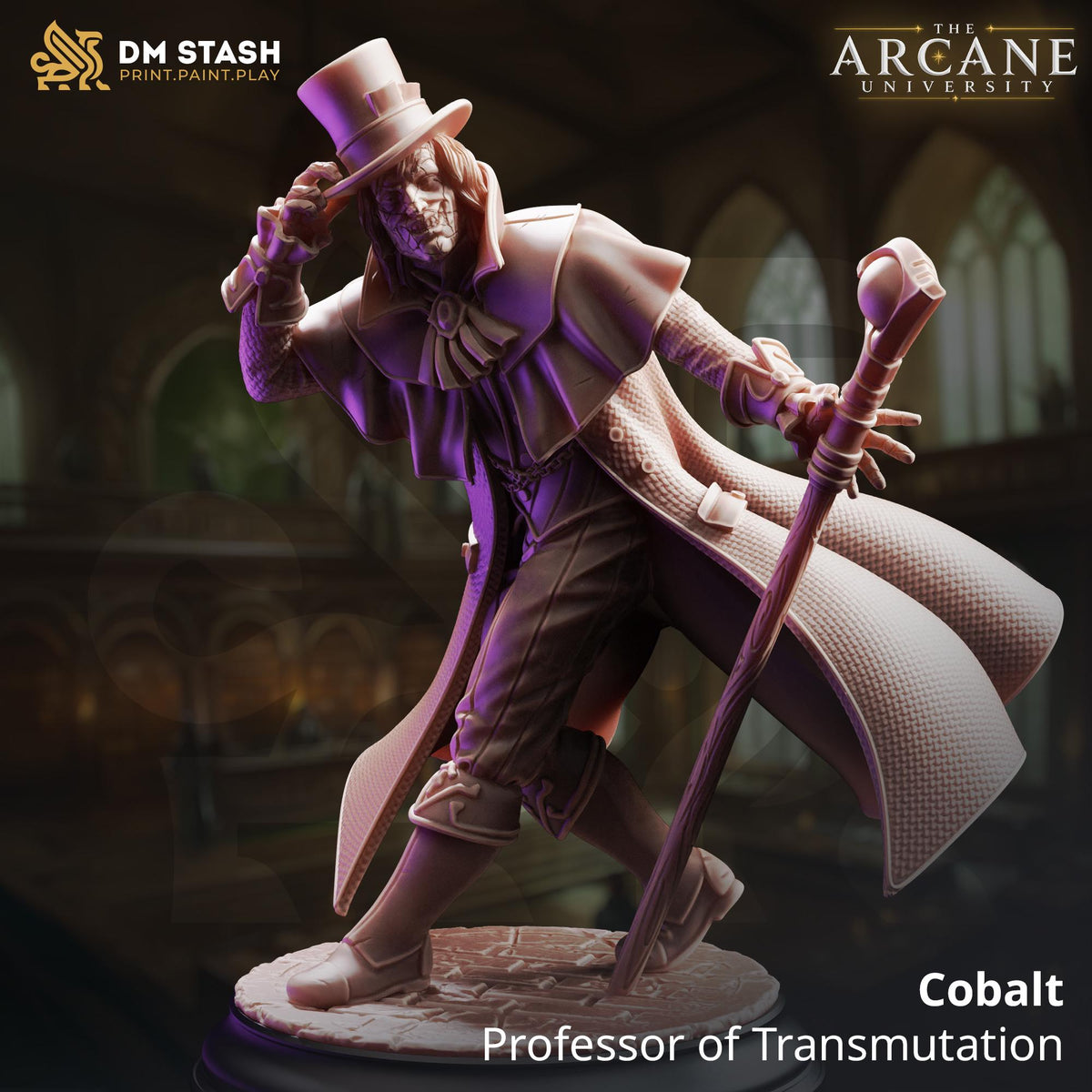 Cobalt Fairfax Professor Miniature – Transmutation Wizard TTRPG DND Resin Figurine