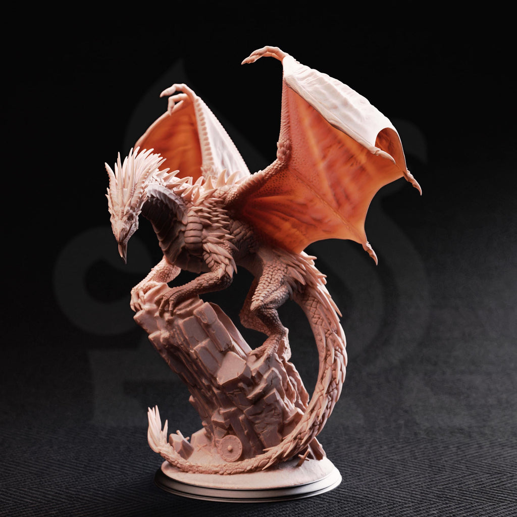 Gintharax Adult Silver Dragon Miniature | 16K Resin Gargantuan D&D Boss