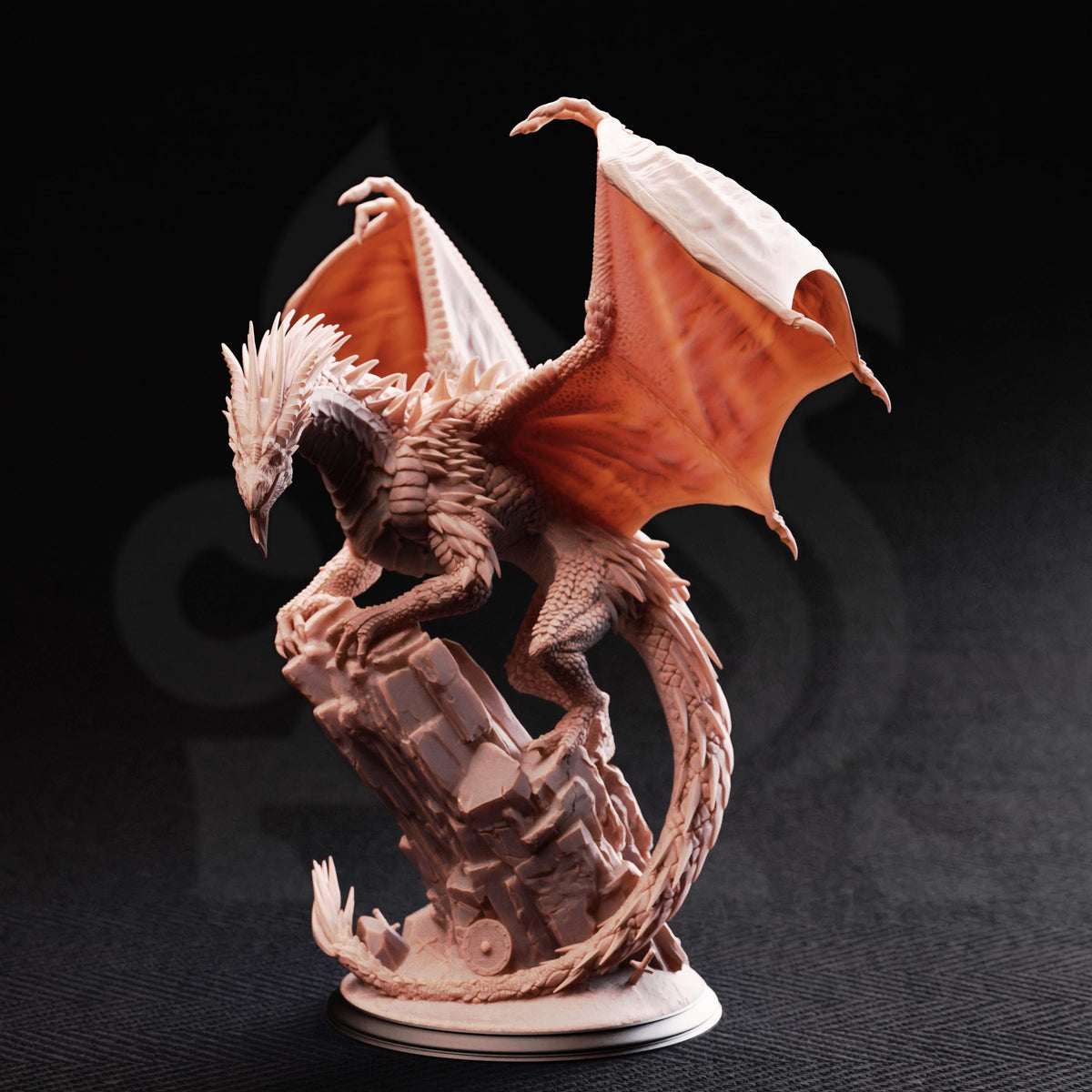 Gintharax Adult Silver Dragon Miniature | 16K Resin Gargantuan D&D Boss