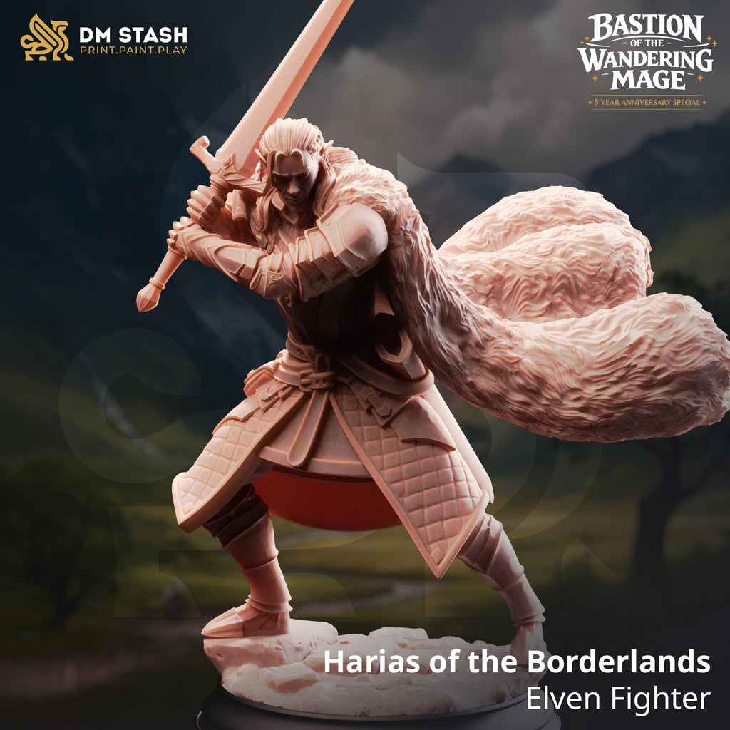 Harias Elven Fighter Miniature | DM Stash Resin Paladin, Knight D&D Pathfinder