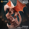 Gintharax Adult Silver Dragon Miniature | 16K Resin Gargantuan D&D Boss