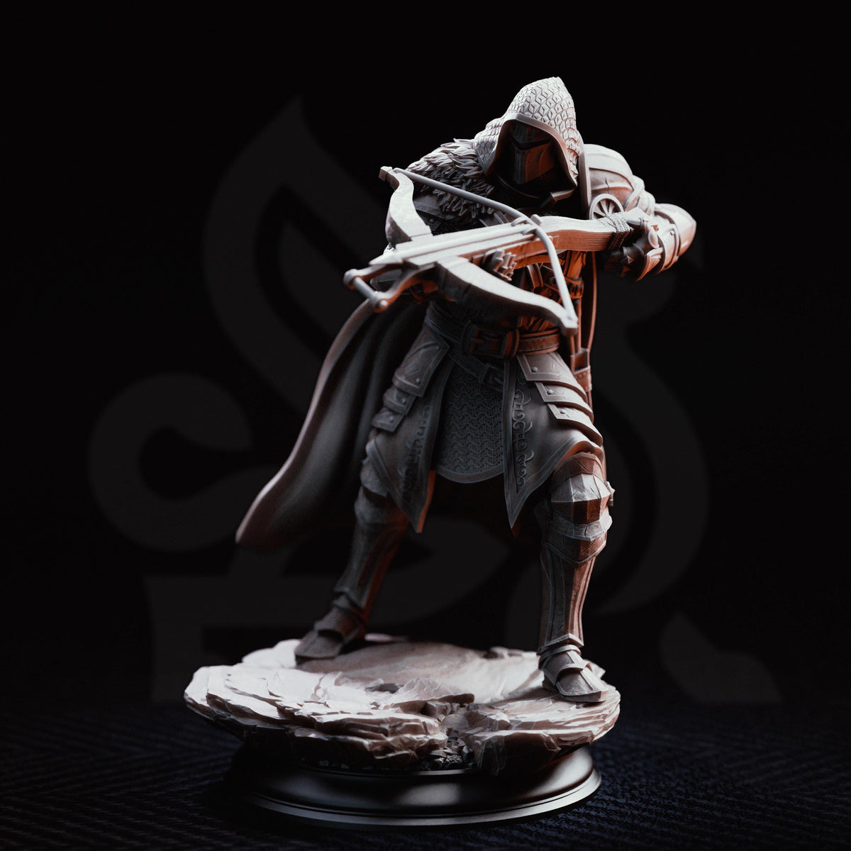 Erik of the Scarlett Road Miniature | Crossbow Knight D&D Fighter Rogue, Front Shield Options, 32mm 75mm Unpainted RPG Display Figure