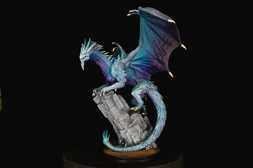 Pro Painted Silver Dragon Miniature - Gintharax | Hand Painted Adult Dragon, Custom D&D Monster, RPG Showcase Display Figure