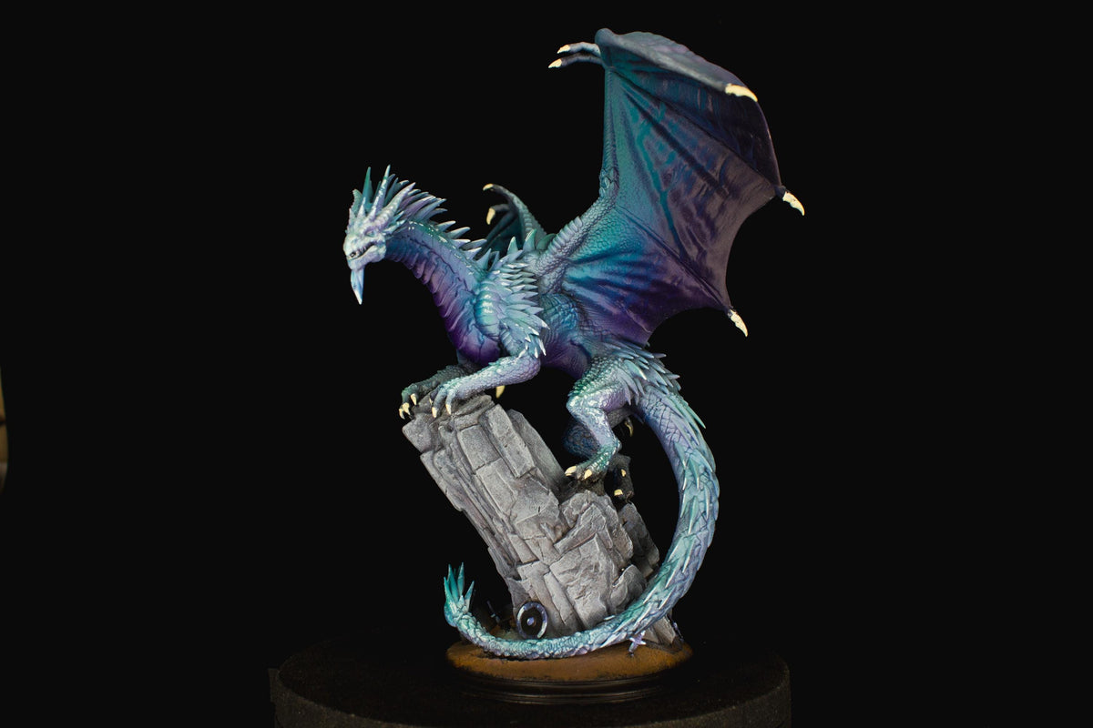 Pro Painted Silver Dragon Miniature - Gintharax | Hand Painted Adult Dragon, Custom D&D Monster, RPG Showcase Display Figure