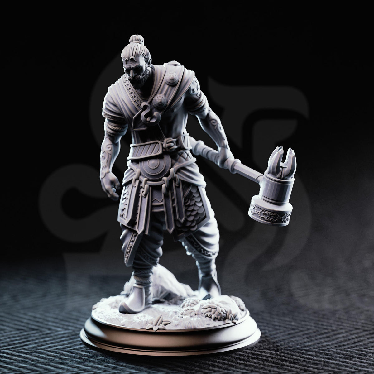 Sindan Southern Hammer Miniature | DM Stash 16K Resin Barbarian Monk