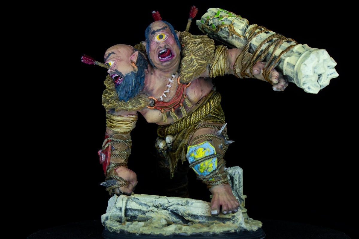 Pro Painted Two Headed Giant Mini Flim and Krim | Hand Painted Ettin Brute, Custom D&D Monster, RPG Showcase Boss Display Figure