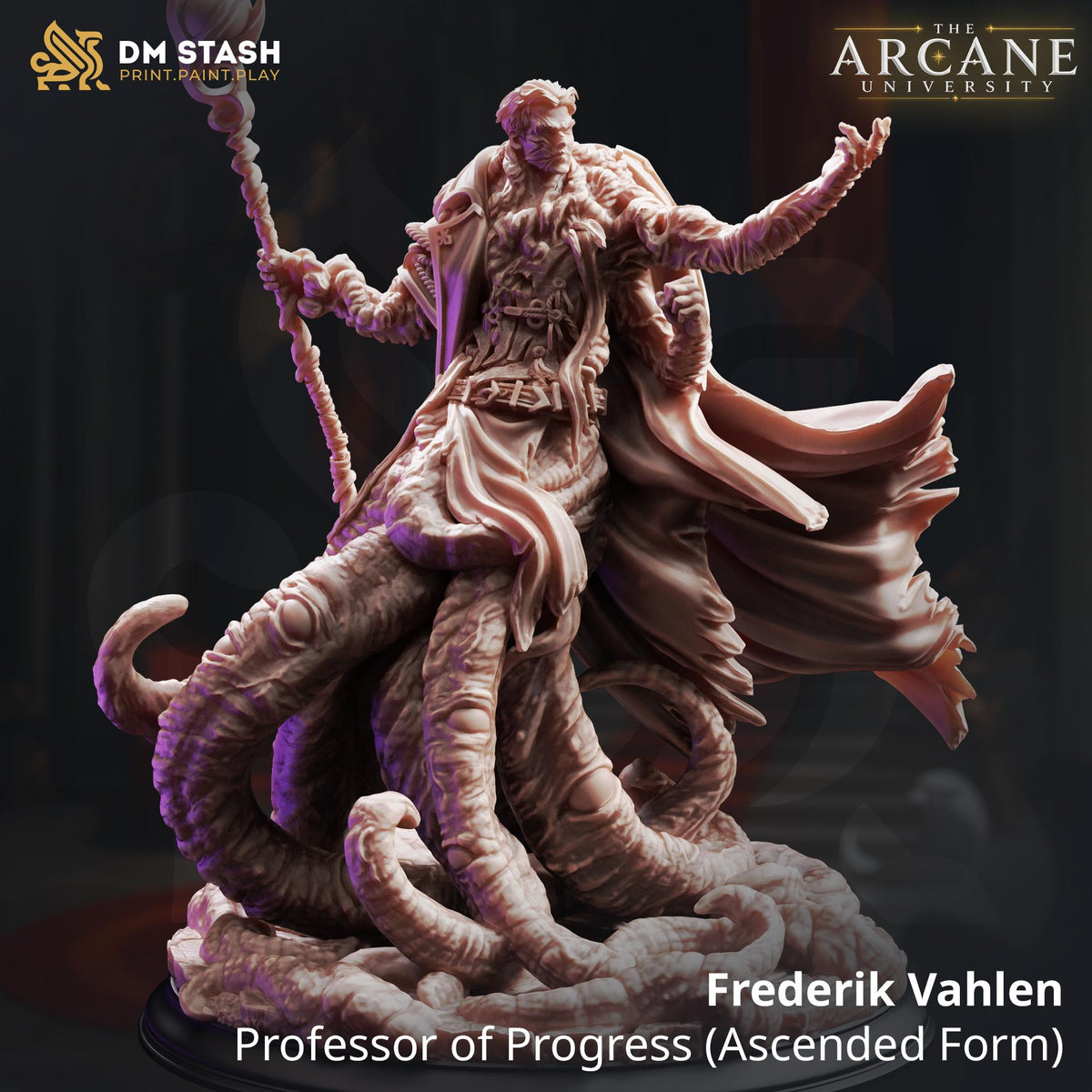 Frederik Vahlen Ascended Mini | DM Stash Professor of Progress | Alchemist Sci-Fi Fantasy Boss Miniature | 32mm Gaming 75mm Display Scale