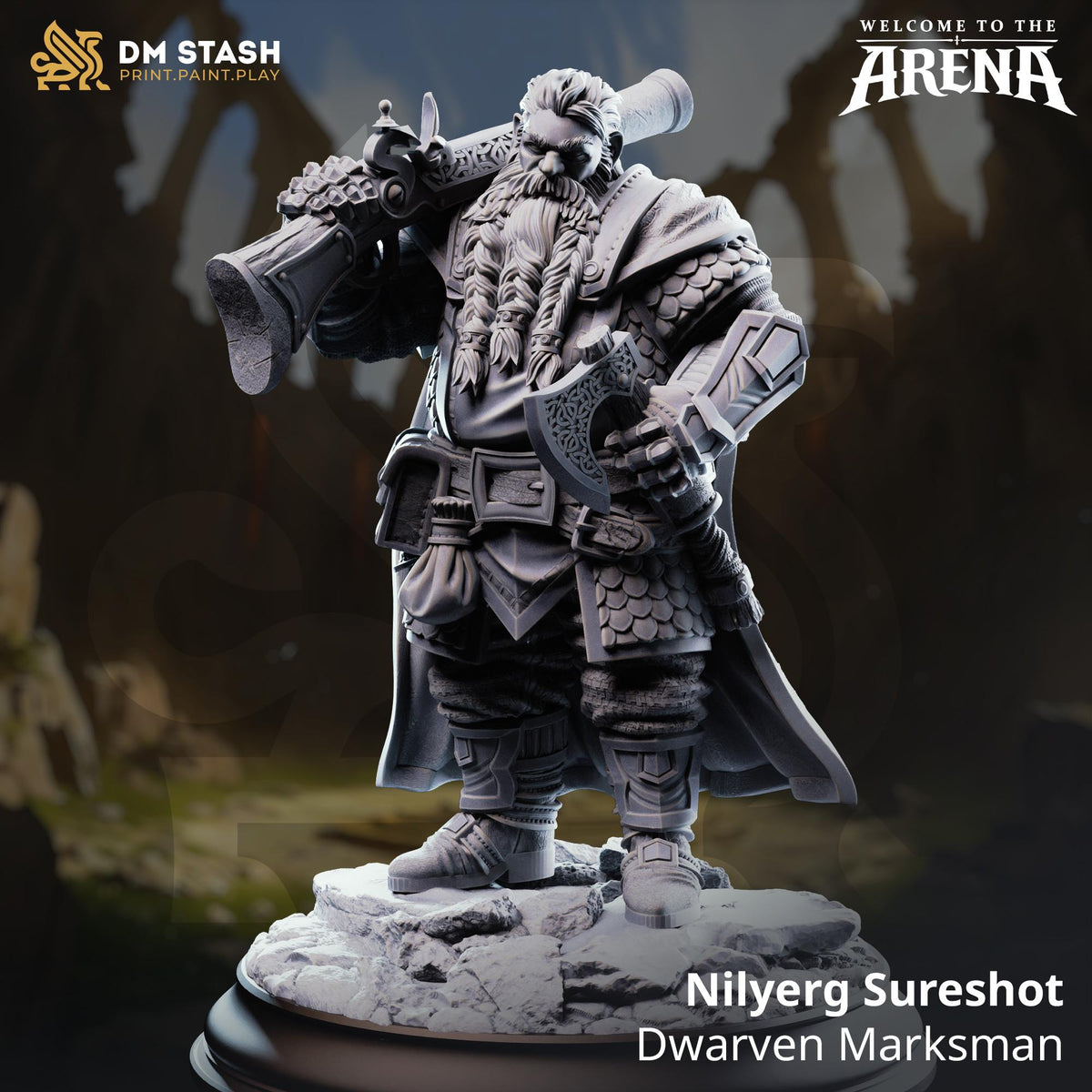 Nilyerg Sureshot Dwarven Marksman | DM Stash 16K Resin Miniature (32mm Scale)
