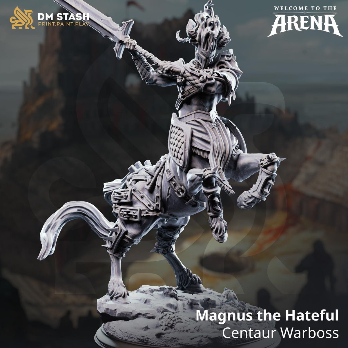 Magnus Hateful Centaur Warboss Miniature | 16K Resin D&D Large Boss Monster