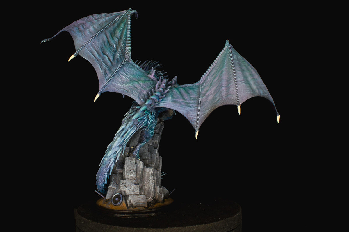Pro Painted Silver Dragon Miniature - Gintharax | Hand Painted Adult Dragon, Custom D&D Monster, RPG Showcase Display Figure