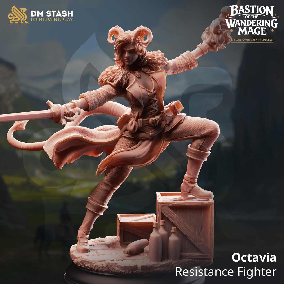 Octavia Resistance Fighter Miniature | Human Warrior, Rogue, Rebel Hero | D&D, Pathfinder RPG