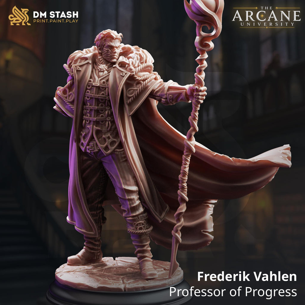 Frederik Vahlen Professor Mini | DM Stash Arcane University | Mad Scientist Wizard Alchemist Miniature | 32mm Gaming 75mm Display Scale