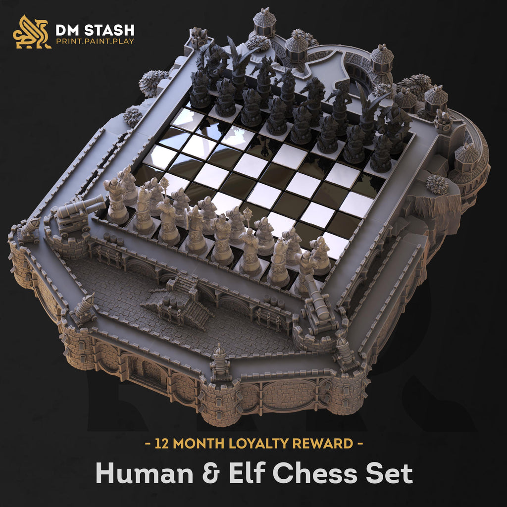 DM Stash Liturium War Chess Set | Custom 3D Printed Resin Miniatures & Massive Board | Premium Tabletop Fantasy Chess Set