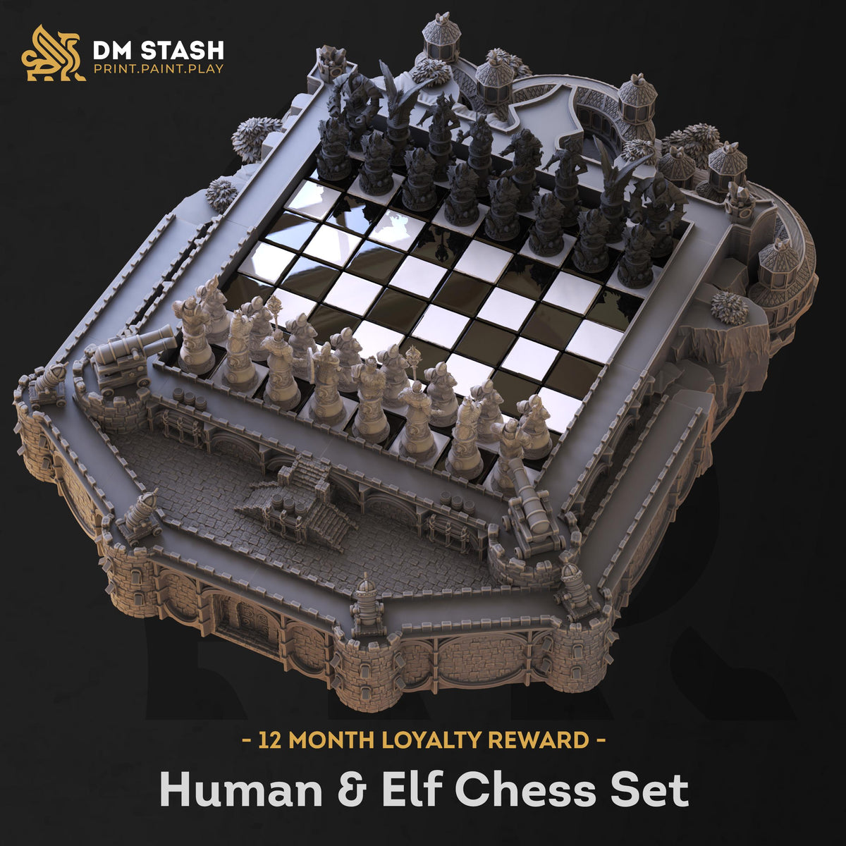 DM Stash Liturium War Chess Set | Custom 3D Printed Resin Miniatures & Massive Board | Premium Tabletop Fantasy Chess Set