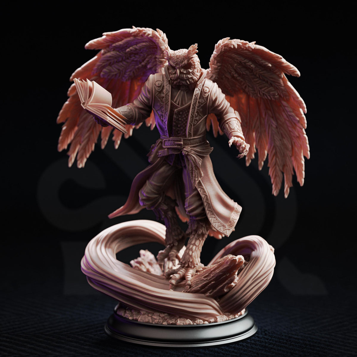 Hoover Brightfeather Evocation Mini | DM Stash Bird Mage Wizard | Aarakocra Owlin Sorcerer Miniature | 32mm Gaming 75mm Display Scale
