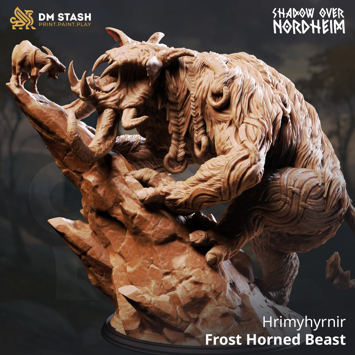 Hrimyhyrnir Frost Horned Beast Boss 16k Resin Monster DM Stash Huge 32mm Scale Enemy