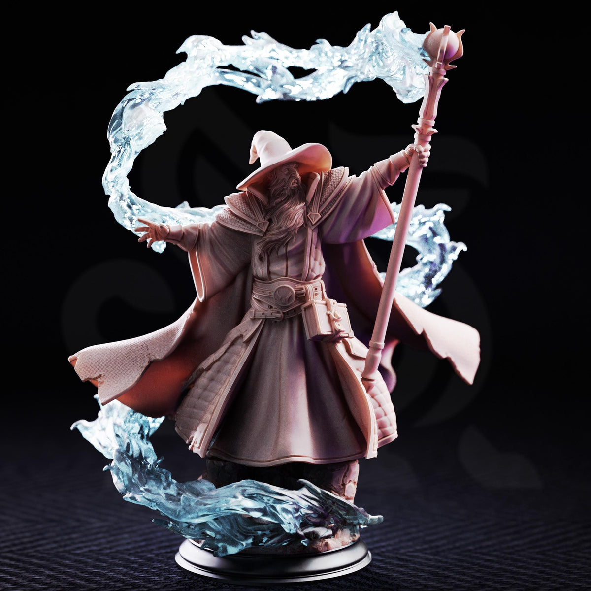 Merlin of Monmouth Elder Wizard Miniature | Tales Grimm Arcane Sorcerer D&D Figure, DM Stash 32mm 75mm Unpainted Resin RPG Display Model