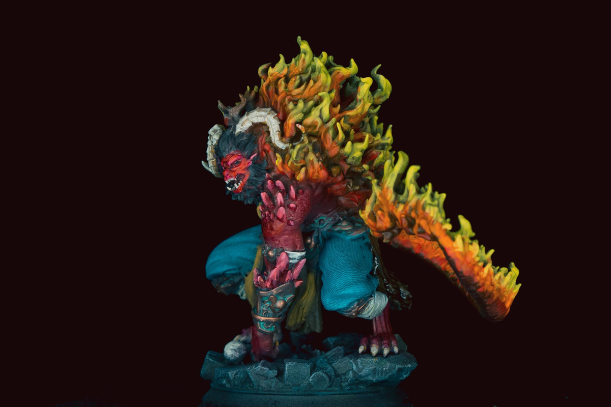 Pro Painted Rakshasa Miniature - The Terrible | Hand Painted Fire Fiend Boss, Custom Demon Warlord, D&D Monster Showcase Display