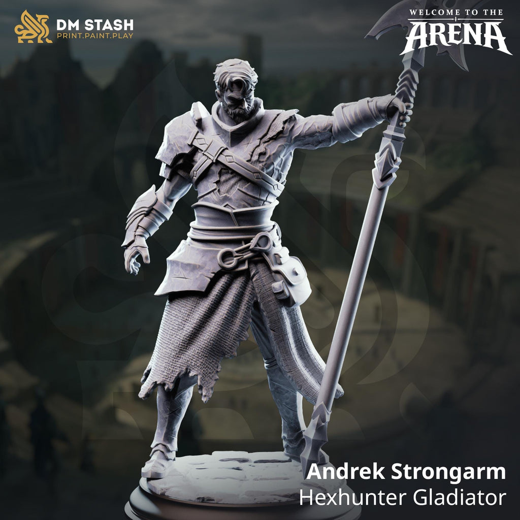 Andrek Strongarm Hexhunter | DM Stash "Welcome to the Arena" | 16K Resin Miniature | D&D Human Ranger Blood Hunter