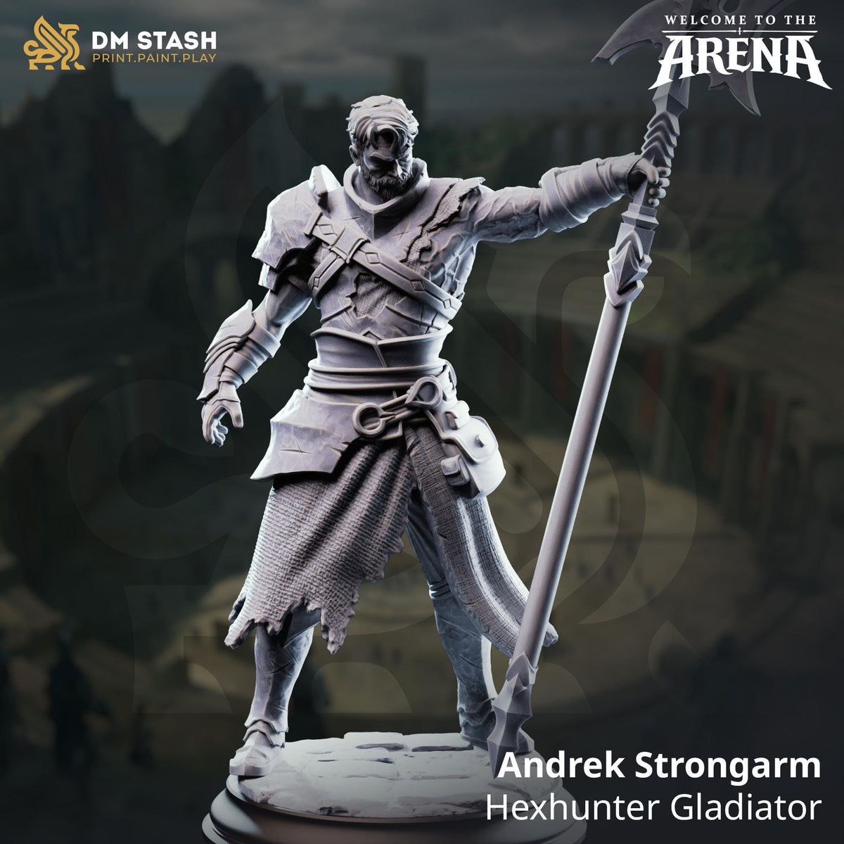 Andrek Strongarm Hexhunter | DM Stash "Welcome to the Arena" | 16K Resin Miniature | D&D Human Ranger Blood Hunter