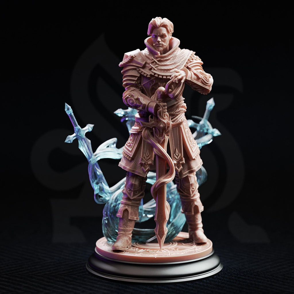 Felix Droste Battlemage Mini | DM Stash Arcane University | Clear Sword Option Hexblade Eldritch Knight Miniature | 32mm Gaming 75mm Display