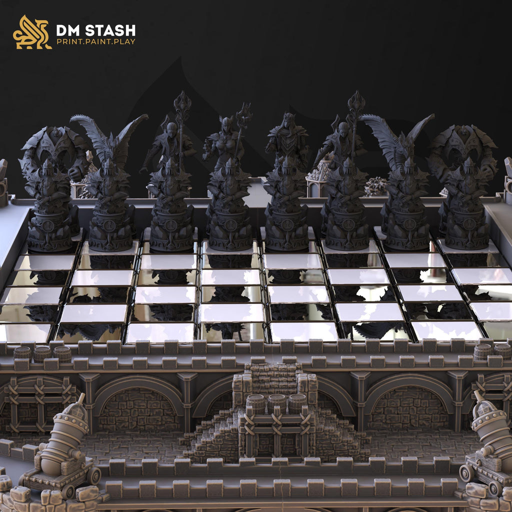 DM Stash Liturium War Chess Set | Custom 3D Printed Resin Miniatures & Massive Board | Premium Tabletop Fantasy Chess Set